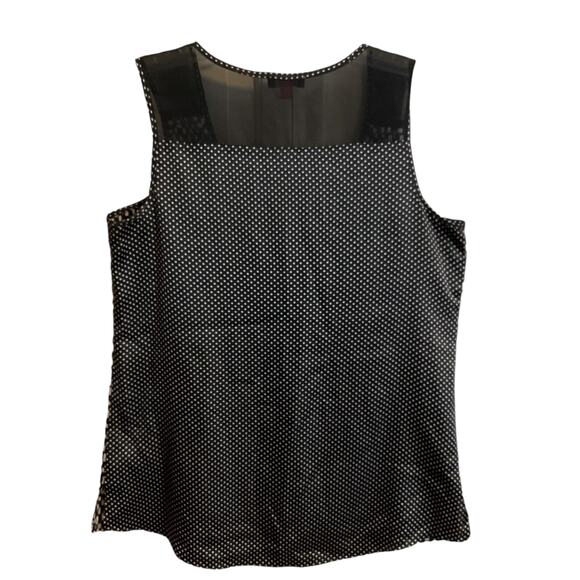 Vince Camuto Black White Check Polka Dot High Low Tank Top Size 8P - Picture 7 of 10